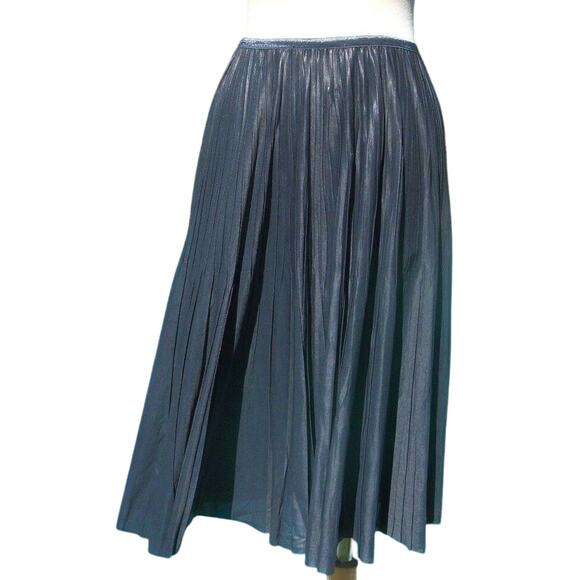 Cache Silver Gray Metallic Luxe Pleated Stretch Waist Soft Skirt NWT $178 New XL - Picture 4 of 6